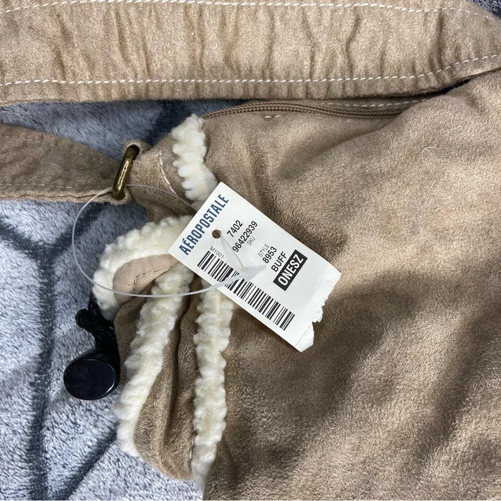 Aeropostale Y2K Beige Sherpa Trim Toggle Mini Purse Hand Bag NWT J